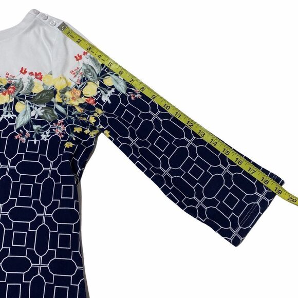 Charter Club Geometric Floral 3/4 Sleeve Top 0x - Picture 10 of 12